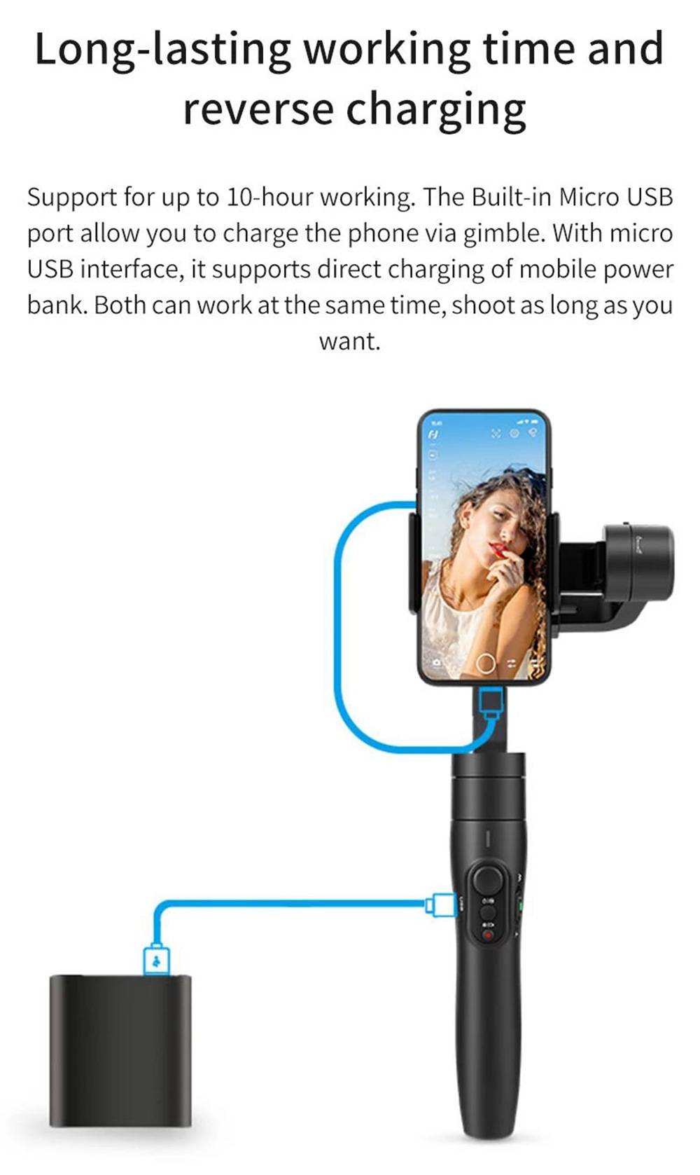 Feiyu Tech Vimble 2S Telescopic Smartphone Action Camera 3Axis Vlog Handheld Stabilizer Gimbal
