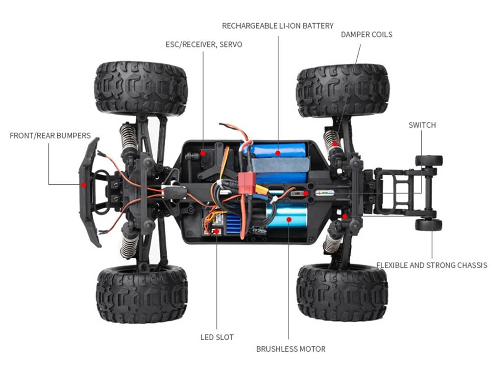 HAIBOXING 16889 2.4G 4WD 1/16 Brushless Splash Waterproof 30km/h Off-road Monster Truck RC Car RTR - Blue