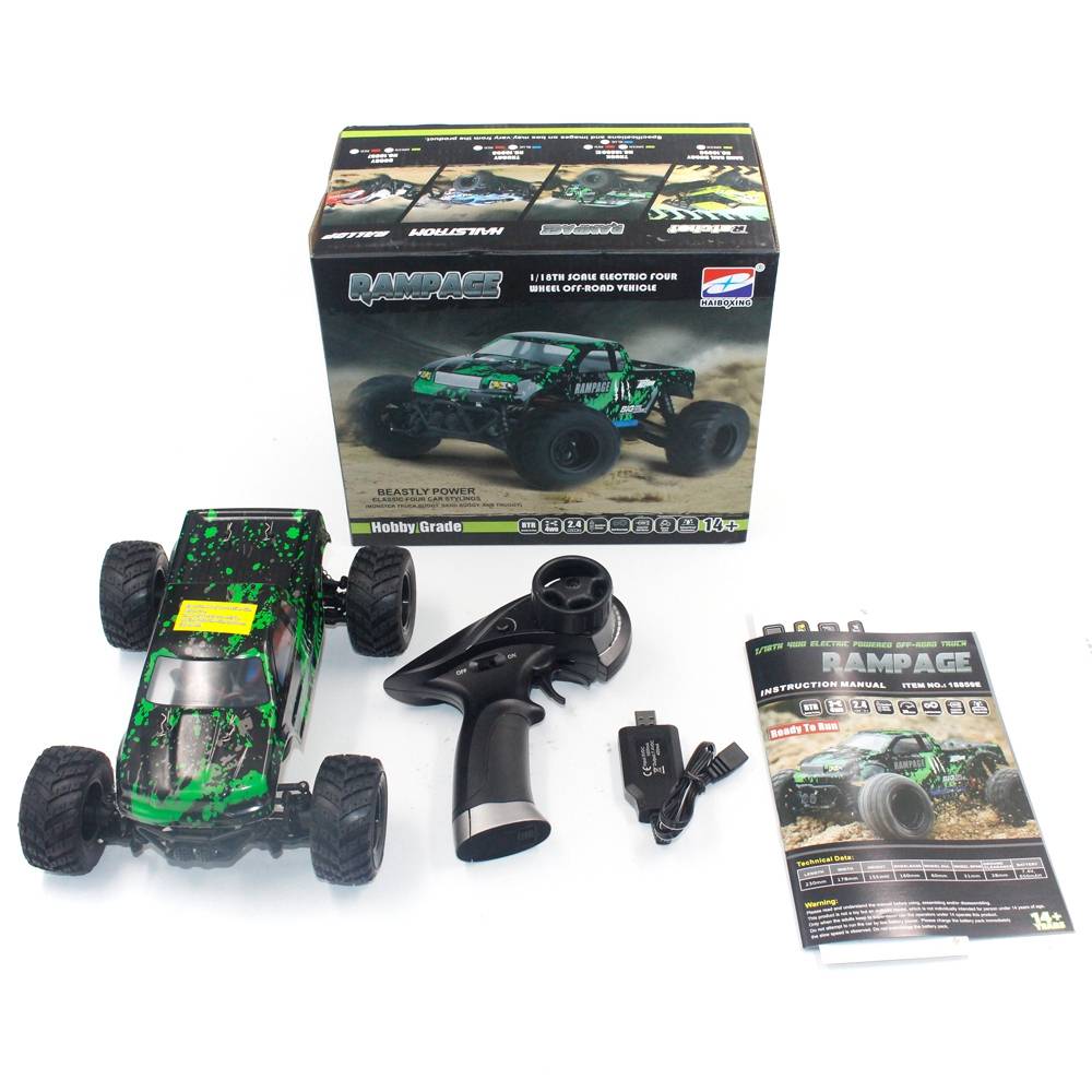 HAIBOXING 18859E RAMPAGE 1/18 2.4G 4WD Electric Off-road Monster Truck Vehicle RC Car RTR - Green