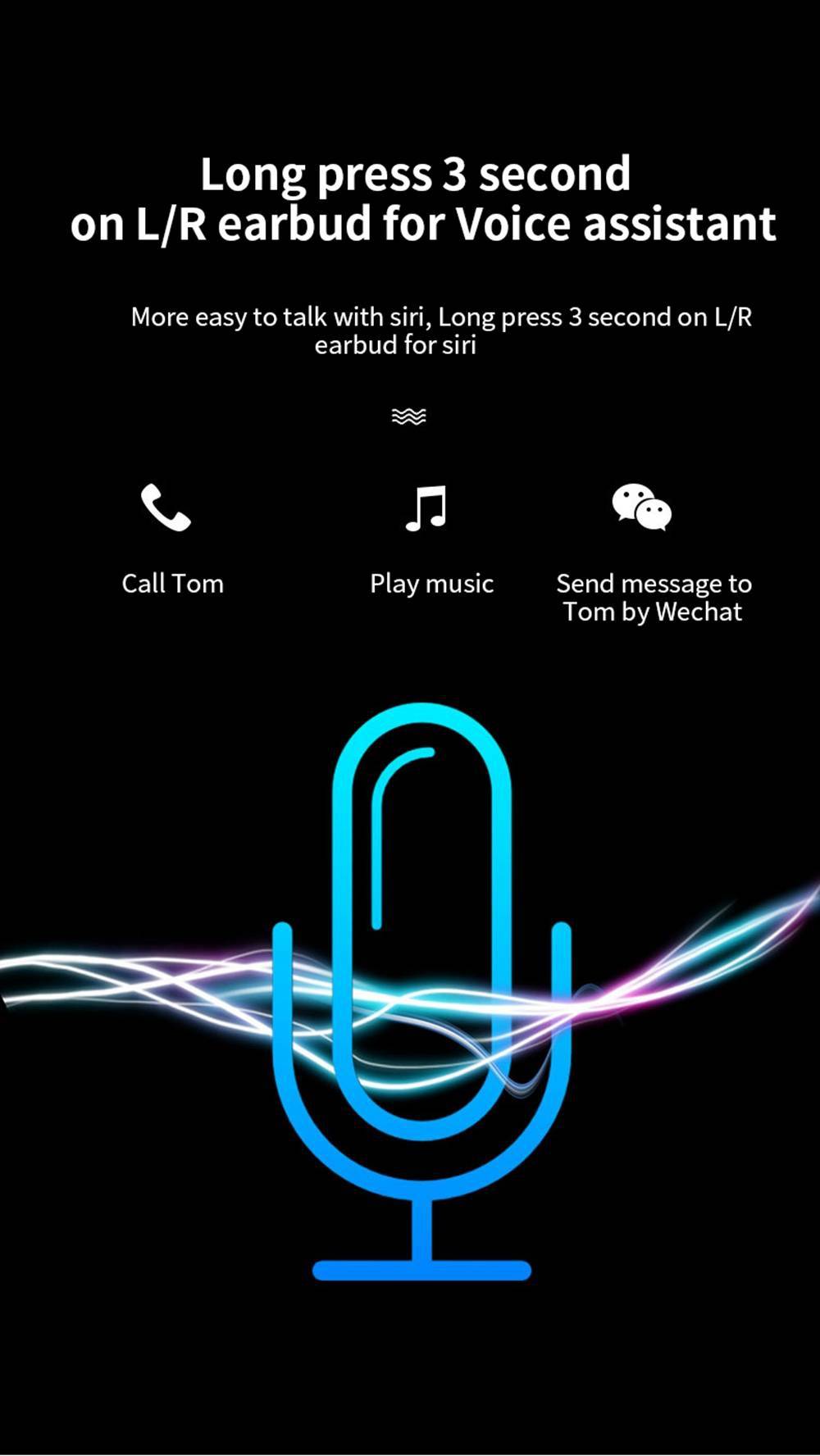 MKJ M19 Bluetooth 5.0 True Wireless Earphones Summon Siri Binaural Call 5 Hours Playtime - Black