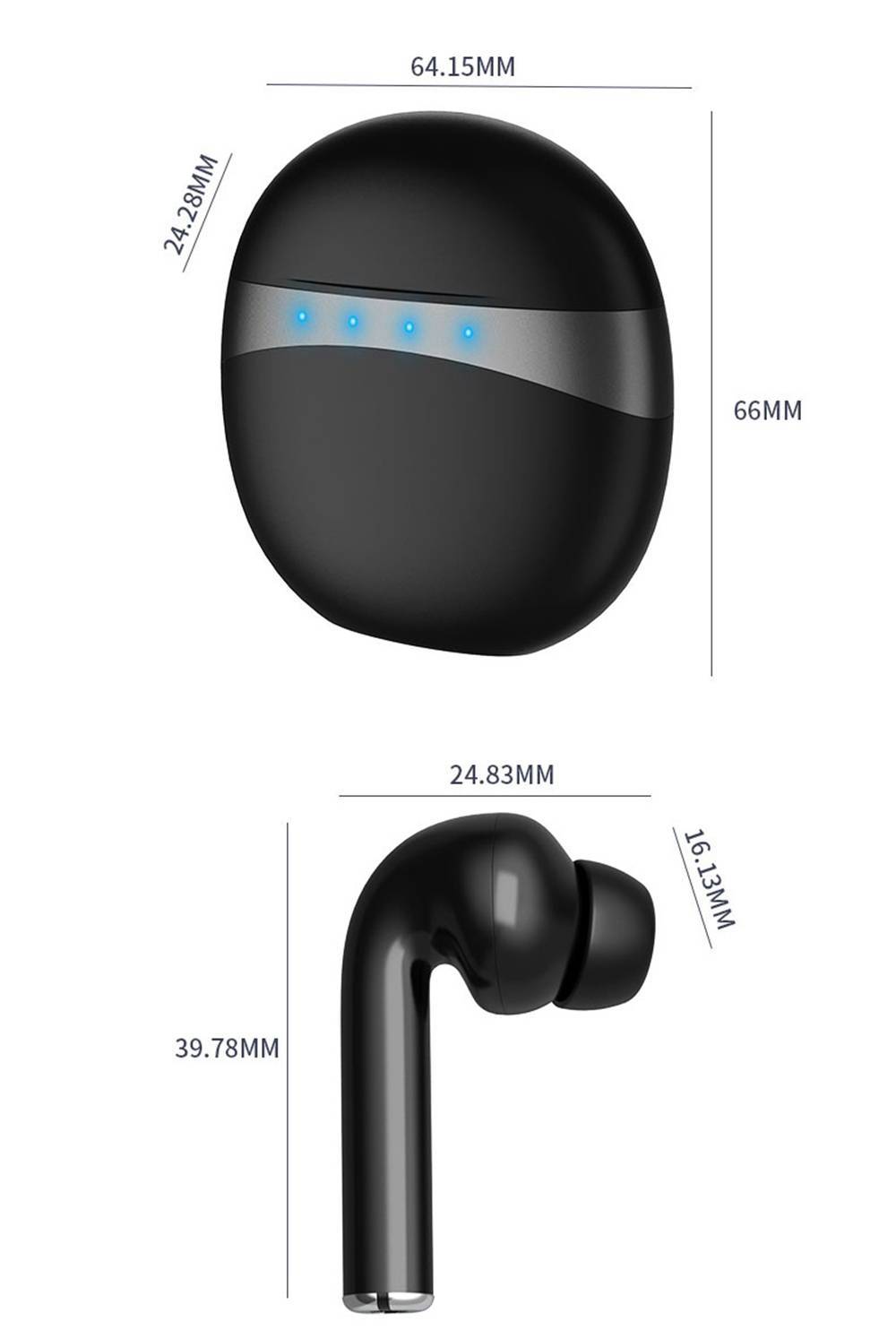 MKJ M19 Bluetooth 5.0 True Wireless Earphones Summon Siri Binaural Call 5 Hours Playtime - Black