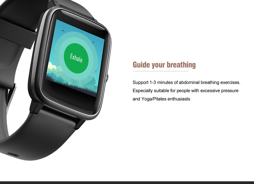 Makibes ID205L 1.3 Inch Smartwatch IP68 Waterproof Heart Rate Sleep Monitor Stopwatch - Black