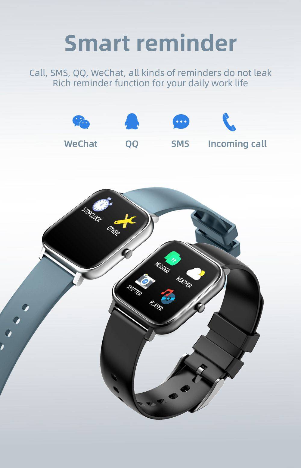 Model-20 Smart Watch 1.4 Inch IPS Screen IP67 Heart Rate Blood Pressure Sleep Monitor -Black