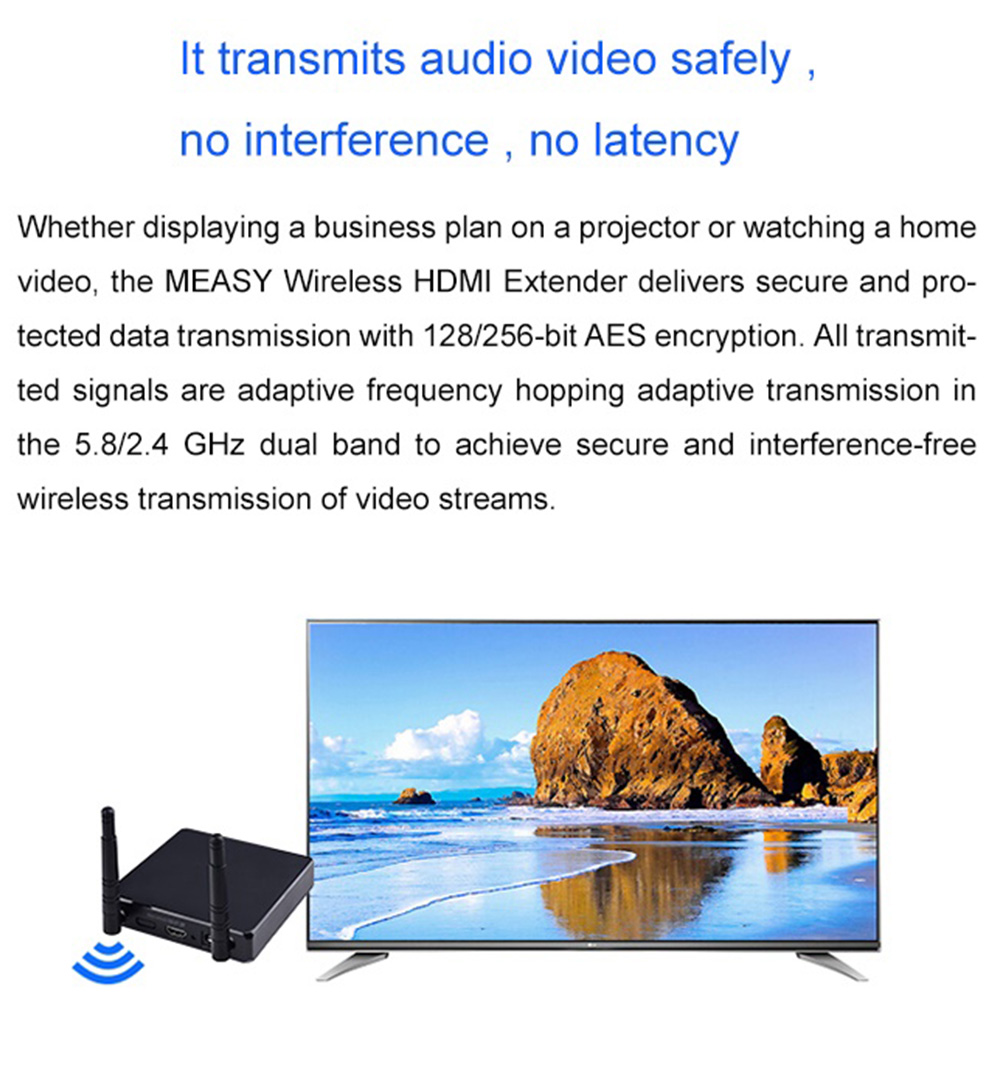 Measy FHD686 Wireless HDMI Extender 1080P HD 5.8G 200M AV TV HD Audio Video Sender Transmitter Receiver EU Plug - Black