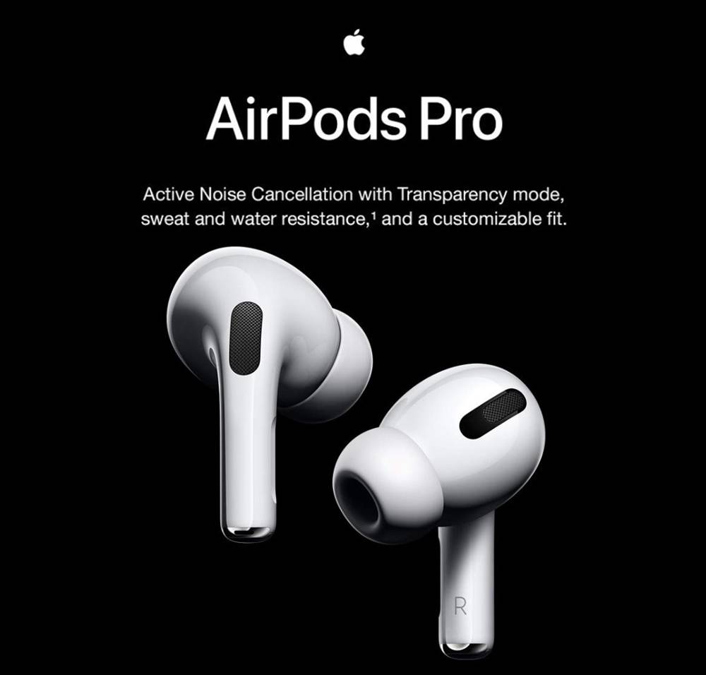 Apple AirPods Pro Bluetooth 5.0 True Wireless Earphone H1 chip Transparency Mode QI charging - White