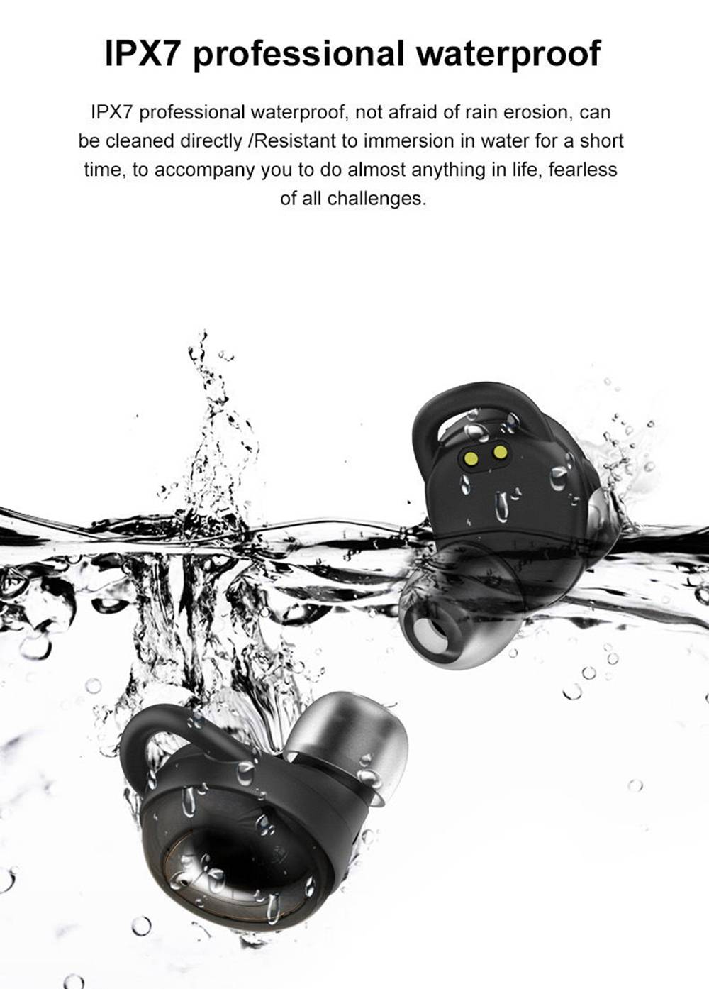 Ovevo Q80 Bluetooth 5.0 TWS Earphones Ultra-low latency IPX7 Binaural Call Independent Usage Type-C Charging - Black