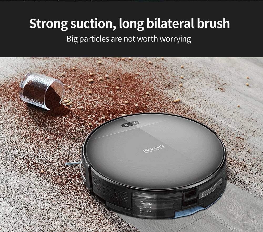 Proscenic 800T Robot Vacuum Cleaner 1800Pa Strong Suction Alexa and App Control 2 In 1 Sweeping Mopping Function - Black