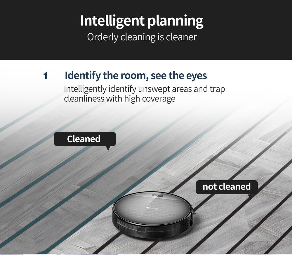 Proscenic 800T Robot Vacuum Cleaner 1800Pa Strong Suction Alexa and App Control 2 In 1 Sweeping Mopping Function - Black