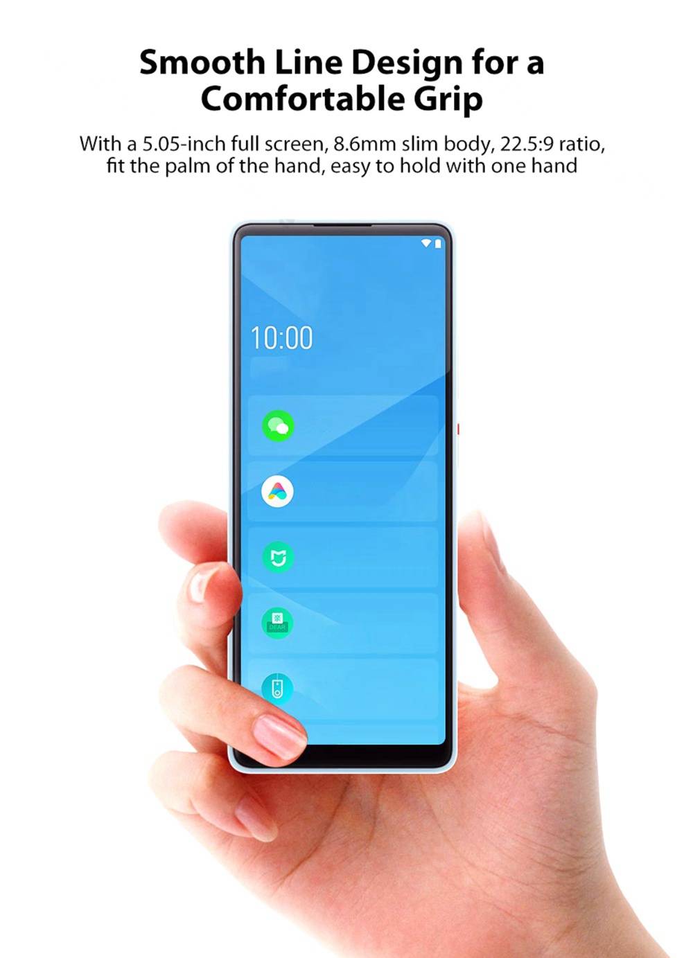 QIN Full Screen Bar Phone 4G LTE 5.05 Inch FHD+ Screen 1GB RAM 32GB ROM Android 9.0 - Gray