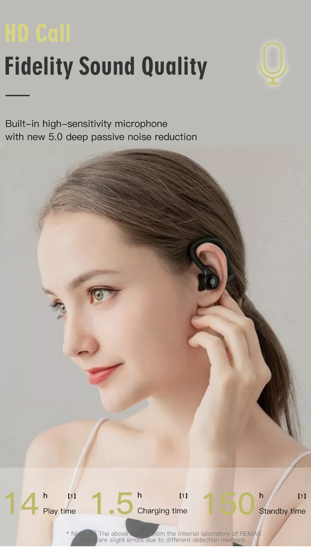 Remax TWS-13 Bluetooth 5.0 True Wireless Sports Earphones Binaural Call Independent Usage 15 Hours Playtime - Black