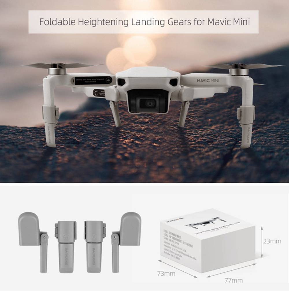 Sunnylife RC Drone Aircraft Expansion Spare Parts Foldable Landing Gear For DJI Mavic MINI - Gray