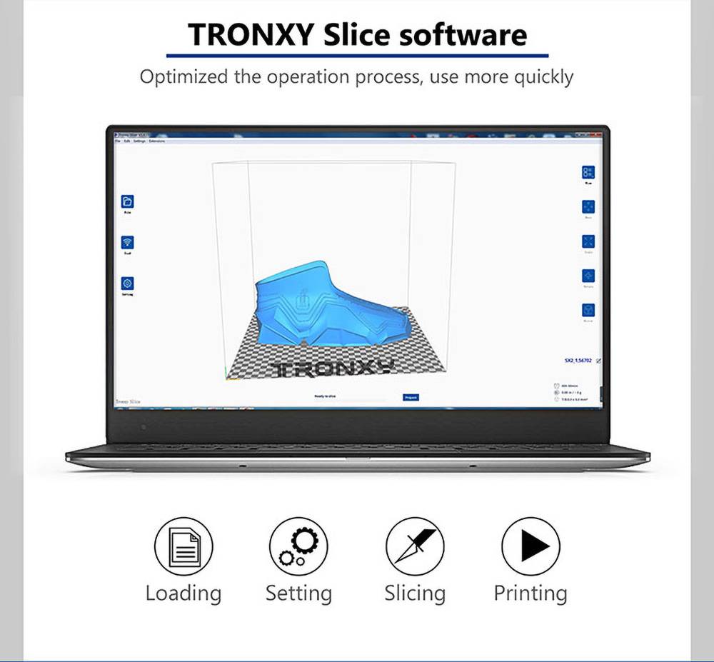 Tronxy X5SA Pro 330X330X400mm Industrial 3D Printer 3.5'' Touch Operating Screen Titan Extruder Auto-leveling - Blue
