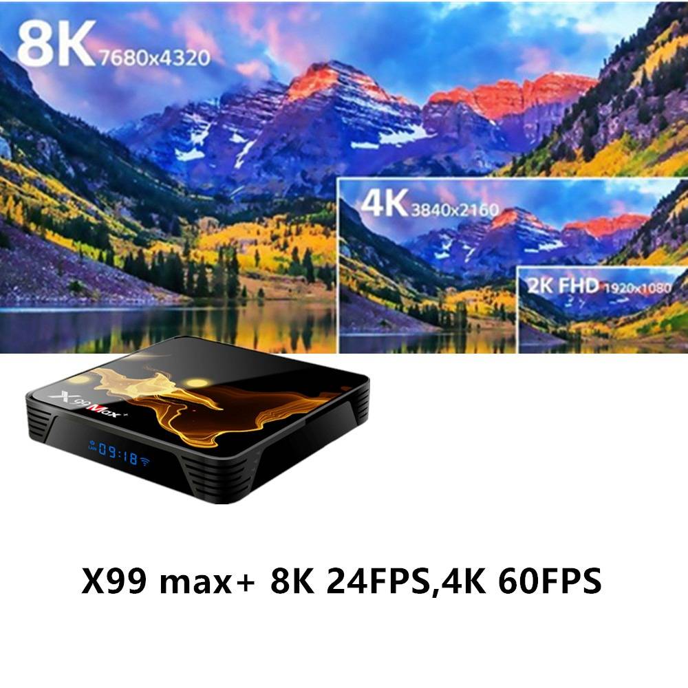 X99 MAX Plus Amlogic S905x3 Android 9.0 8K Video Decode TV Box 4GB/32GB 2.4G+5.8G WiFi Bluetooth 1000Mbps LAN USB3.0