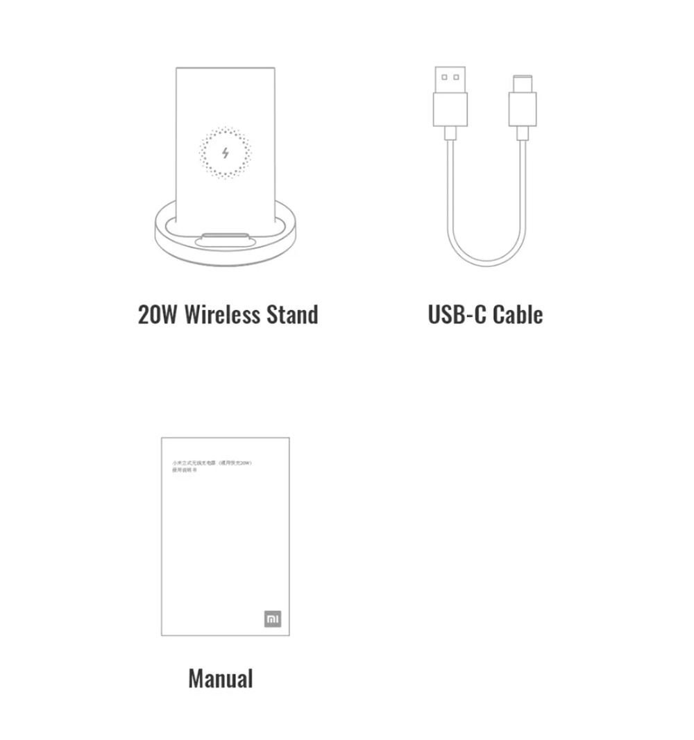 Xiaomi Wireless Charger 20W Vertical Horizontal  Stand Holder For Xiaomi Mi 9 / Mi 9 Pro - Black
