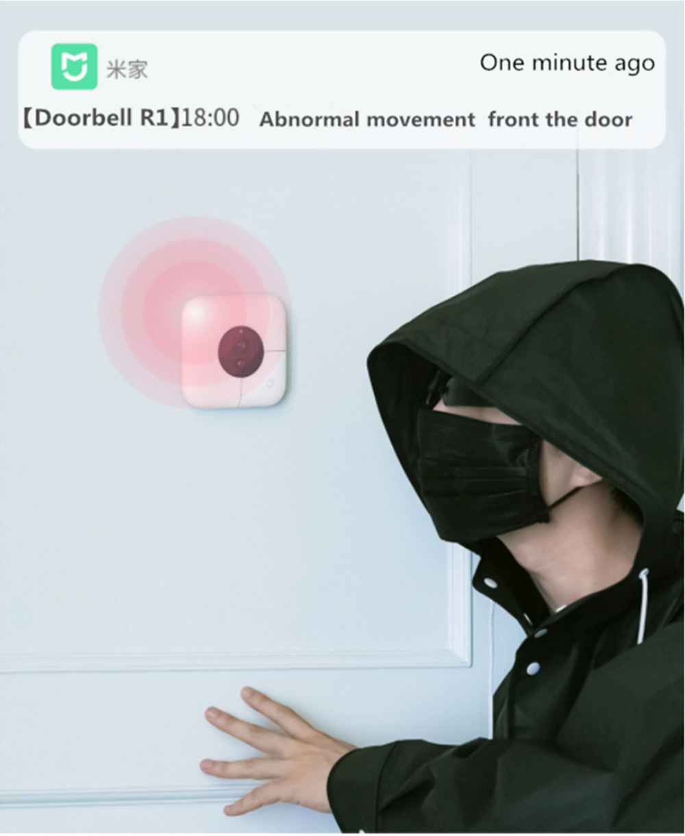 YOUDIAN R1 Smart Video Door Bell With Receiver 120 Degree Wide Angle 1080P IR Night Vision From Xiaomi Youpin - White