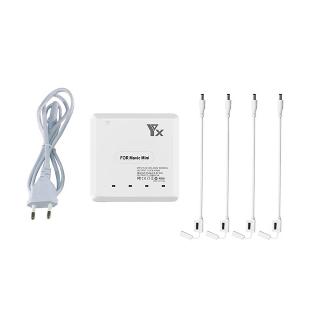 YX 6-in-1 Multi Charging Hub Intelligent Battery Remote Control Phone Charger For DJI Mavic MINI RC Drone EU Plug - White