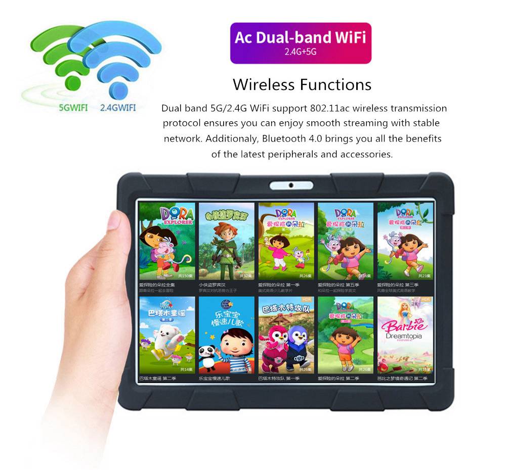 Binai Mini101s KidsTablet PC MT6580 10.1 Inch 1280*800 Screen Android 7.0 2GB RAM 32GB eMMC - Pink