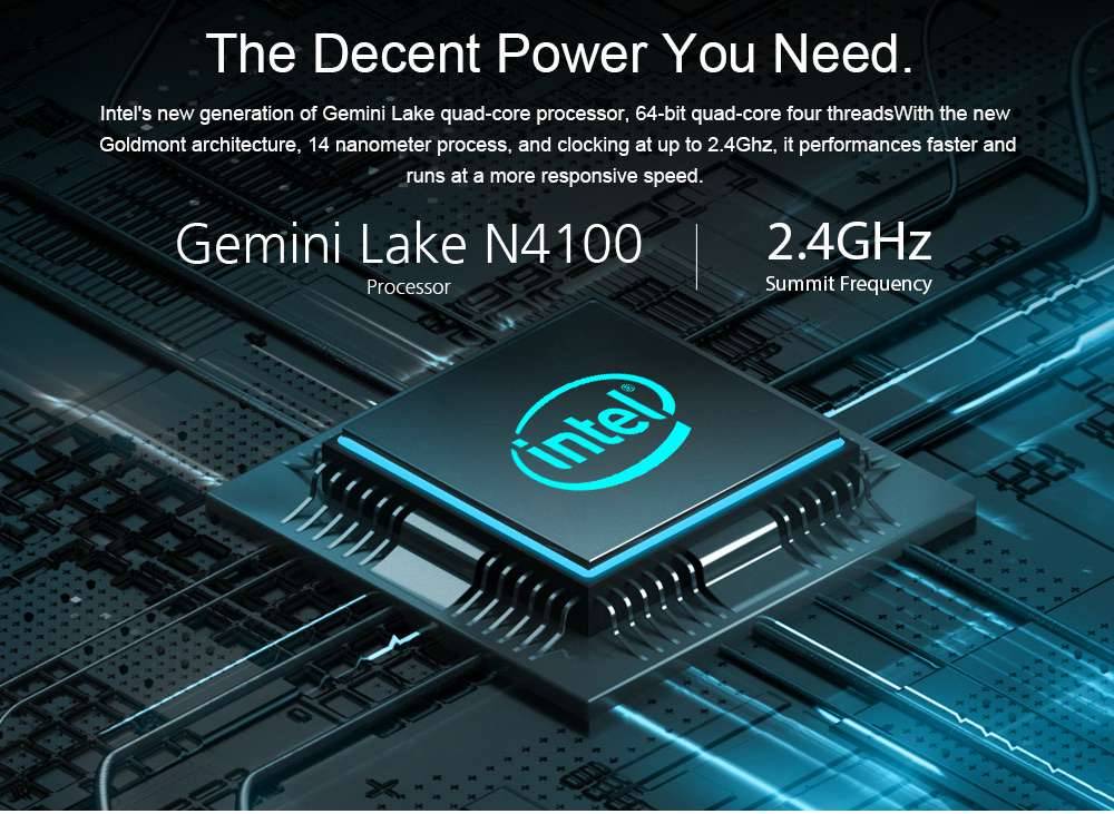 Chuwi Minibook Intel Gemini Lake N4100 8 Inch 1920*1200 Screen Backlit Keybaord Windows 10 8GB RAM 128GB eMMC 128GB SSD - Black