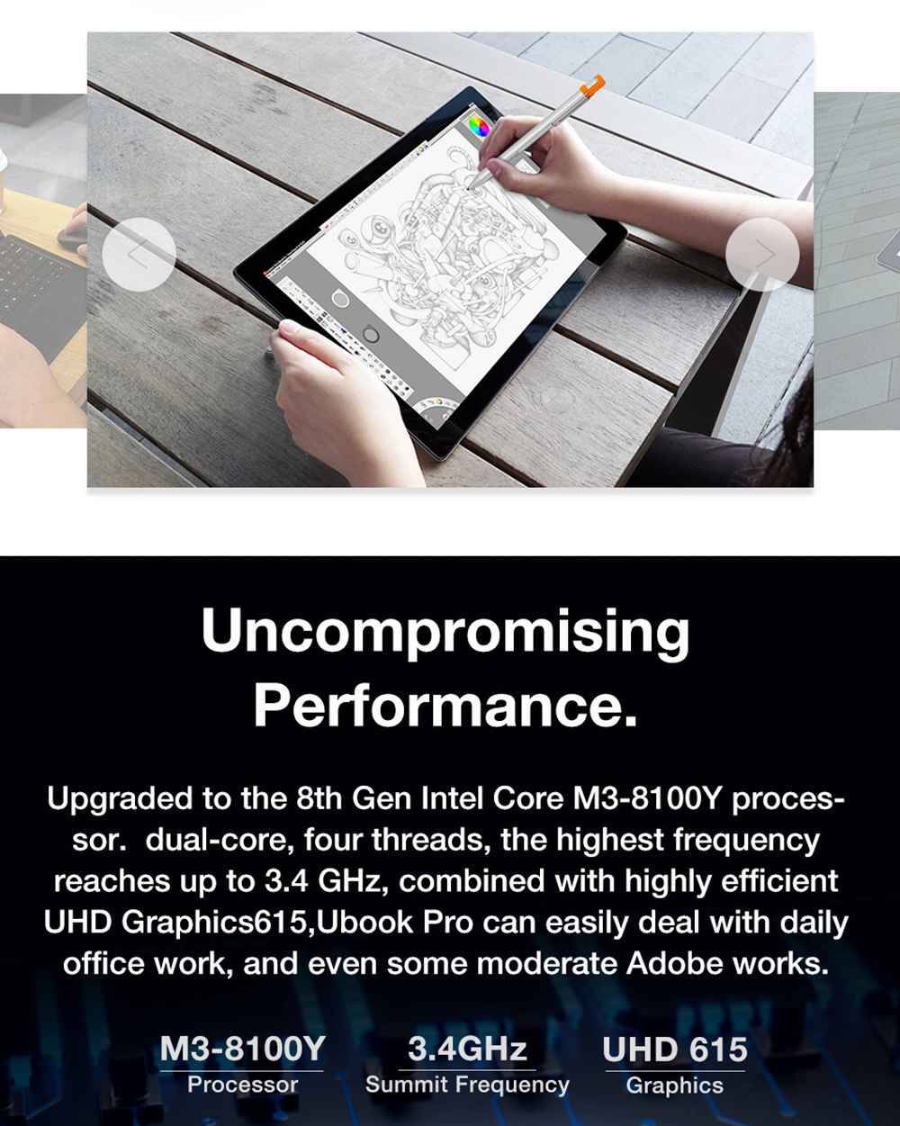 Chuwi Ubook Pro Intel Core M3 8100y 12 3 Inch 8 Gb 256 Gb Zwart
