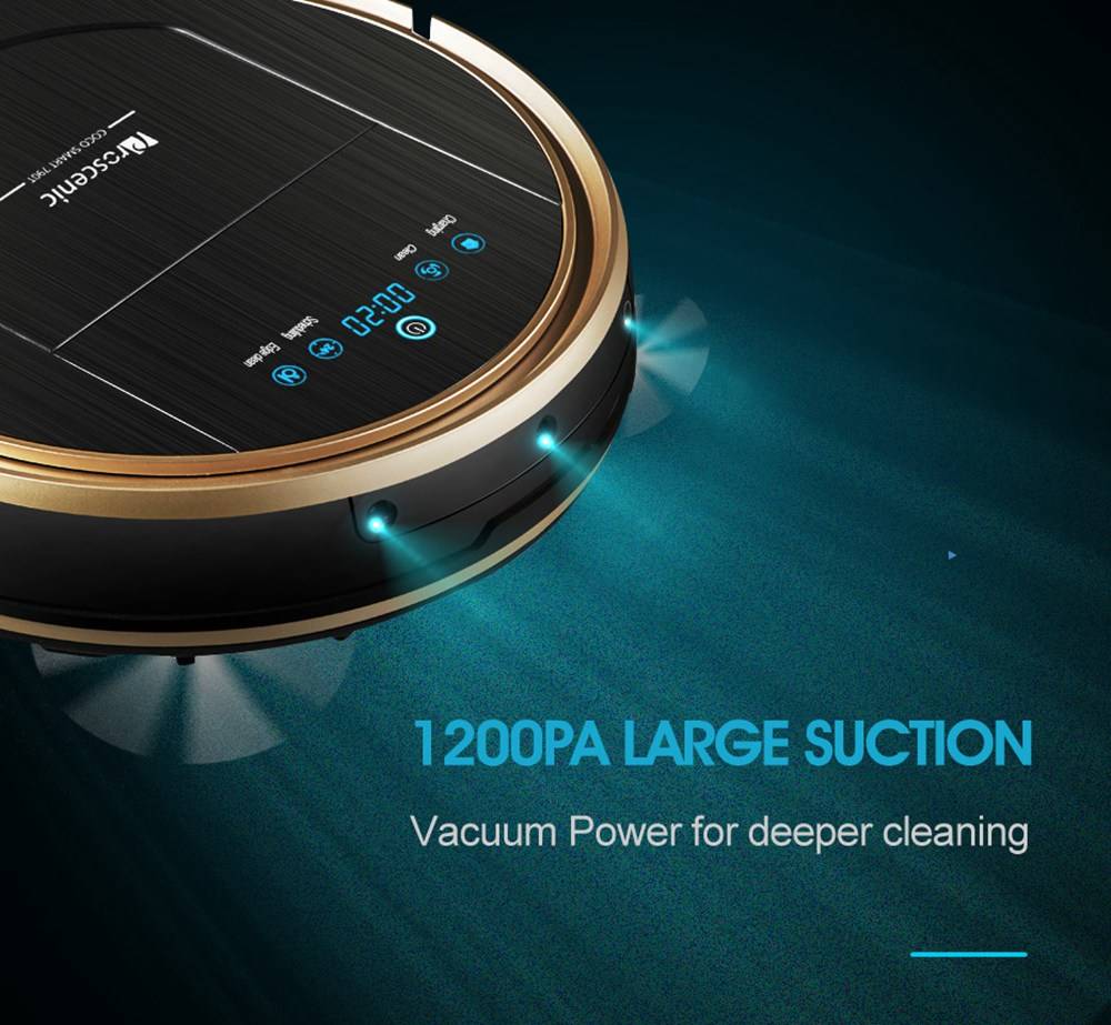 Proscenic 790T Robot Vacuum Cleaner 1200Pa Strong Suction Alexa and App Control 3-in-1 Vacuum Cleaner - Golden