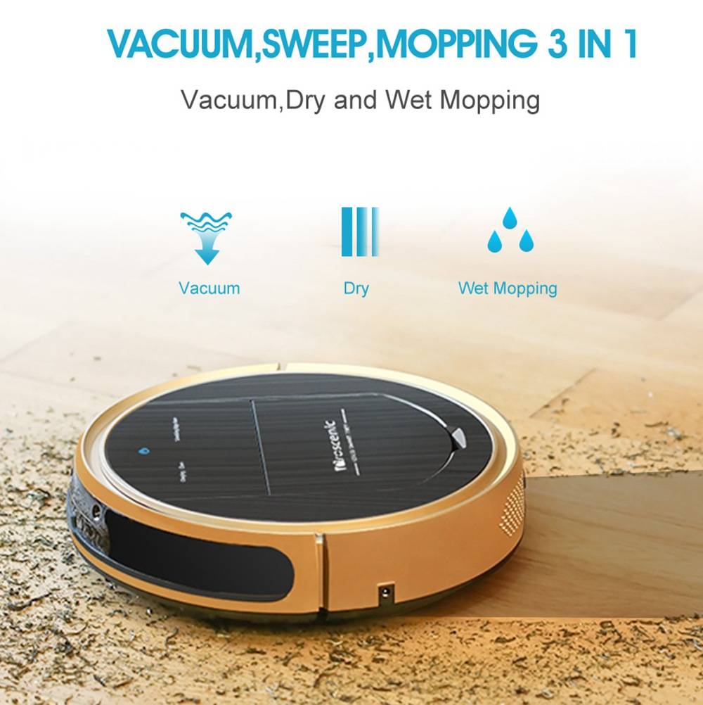 Proscenic 790T Robot Vacuum Cleaner 1200Pa Strong Suction Alexa and App Control 3-in-1 Vacuum Cleaner - Golden