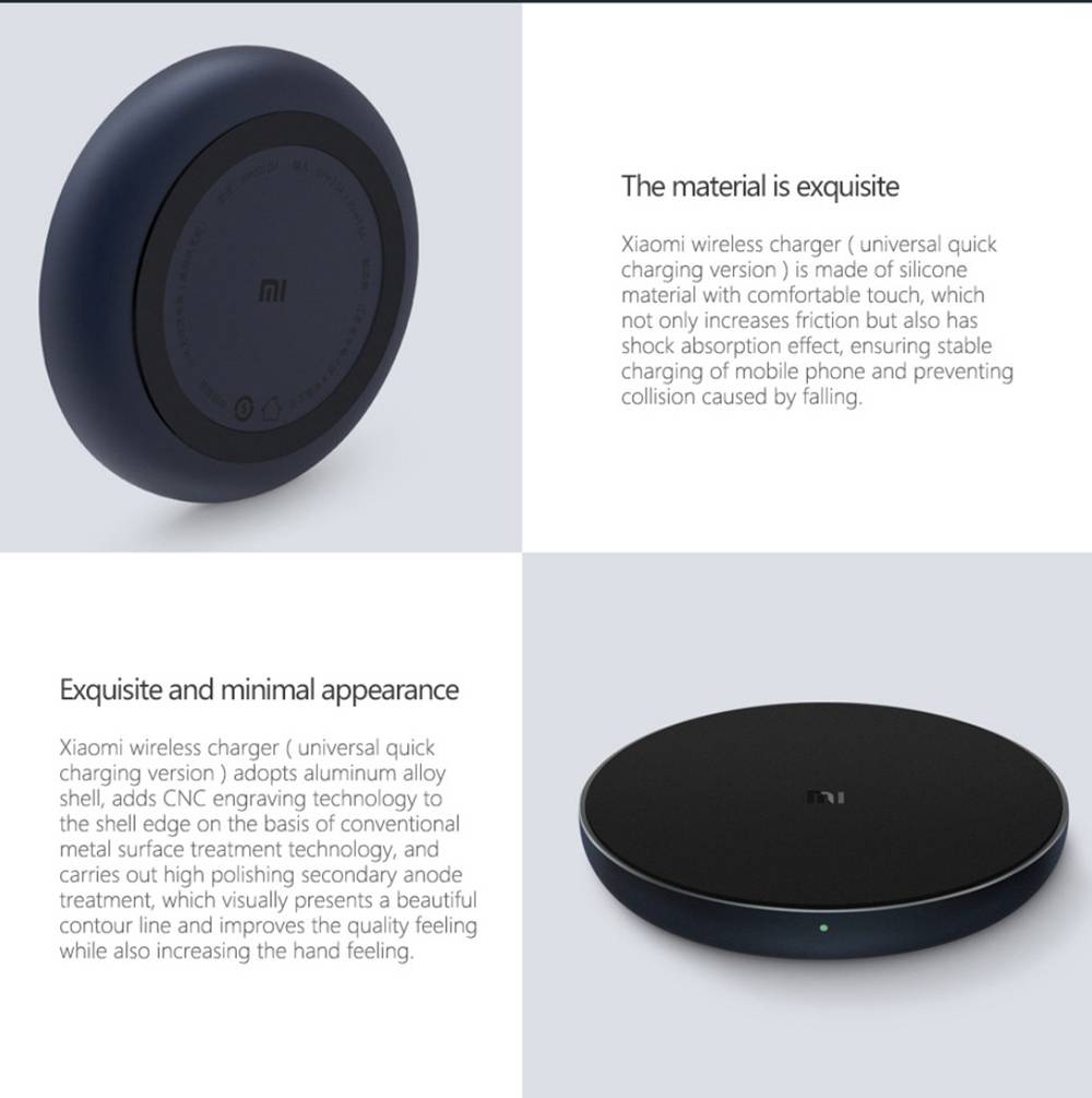 Xiaomi WPC03ZM Wireless Charger 10W Smart Quick Charging With LED Light - Black