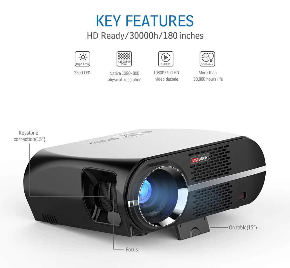 GP100 Video Projector,MTFY 3500 Lumens Portable LCD 1080P HD LED Projector,Home Theater Projector Basic Version