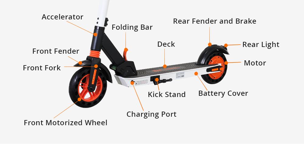 KUGOO KIRIN S1 Electric Scooter 8" Tires 350W DC Brushless Motor With 3 Speed Control Max Speed 25km/h Up To 25km Range Dual Braking System APP Control - Black