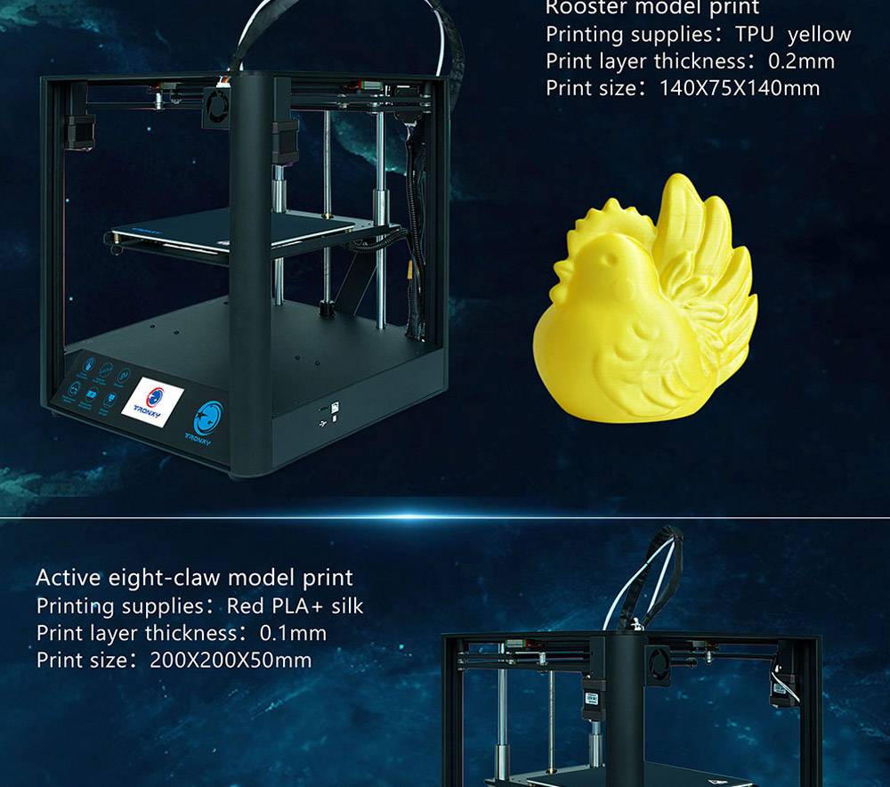 TRONXY D01 3D Printer Fast Assembly with Industrial Linear Guide Titan Extruder 3D Printing Ultra-Quiet Mode,Acrylic Mas