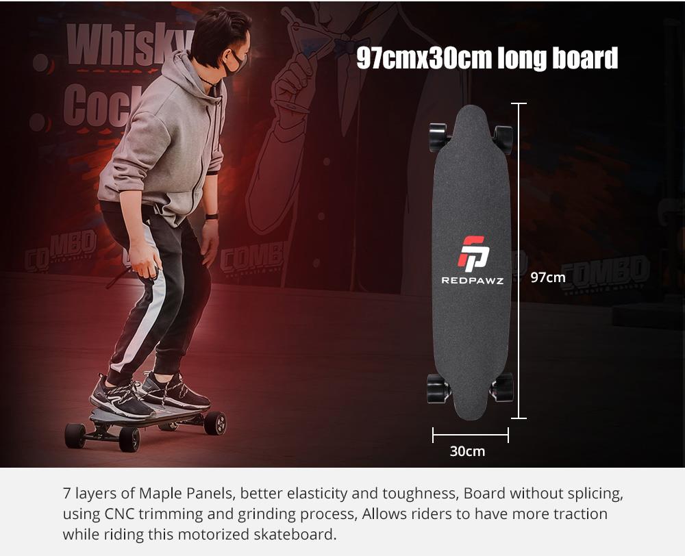 RDZ 07 Electric Skateboard Dual 600W Motors 6600mAh Battery Max Speed 40km/h With Remote Control - Black