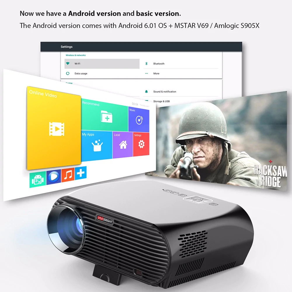 GP100 Video Projector,MTFY 3500 Lumens Portable LCD 1080P HD LED Projector,Home Theater Projector Basic Version