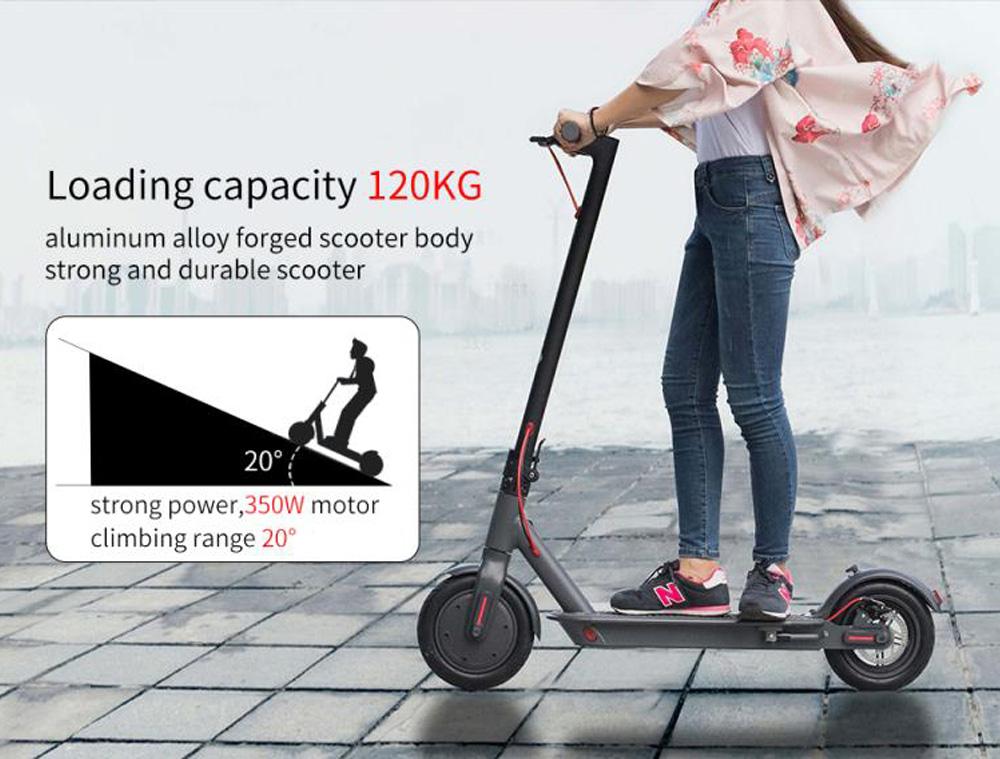 GYL020 Folding Electric Scooter 350W Motor 8.5 Inch Solid Tire Max Speed 25km/h Sine Wave Motherboard Double Brake LCD Display - Black Grey