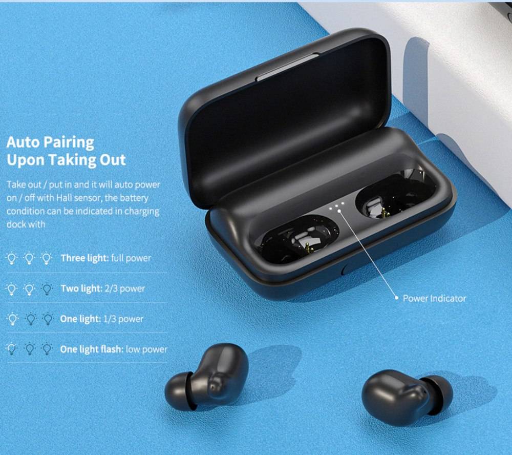 Haylou T15 TWS wireless Bluetooth5.0 headphones call binaural touch smart HD stereo with 2000 mAh charging box black
