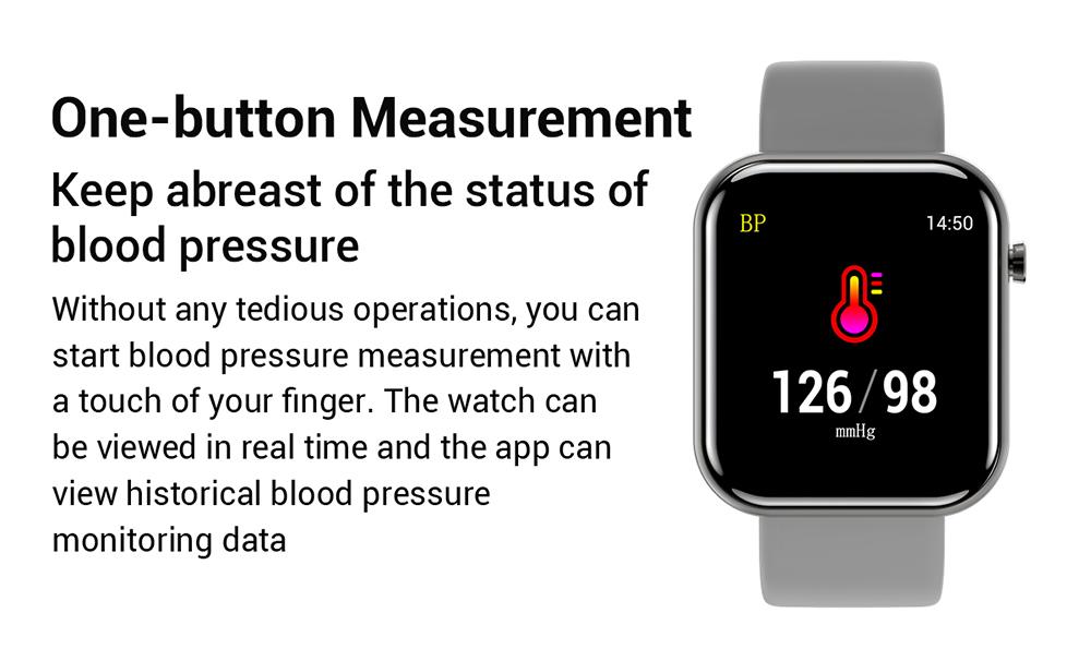 Makibes Z11 Smartwatch 1.54 Inch IPS Screen Blood Pressure Heart Rate Monitor Sleep Tracker IP68 Waterproof Silicone Strap - Black