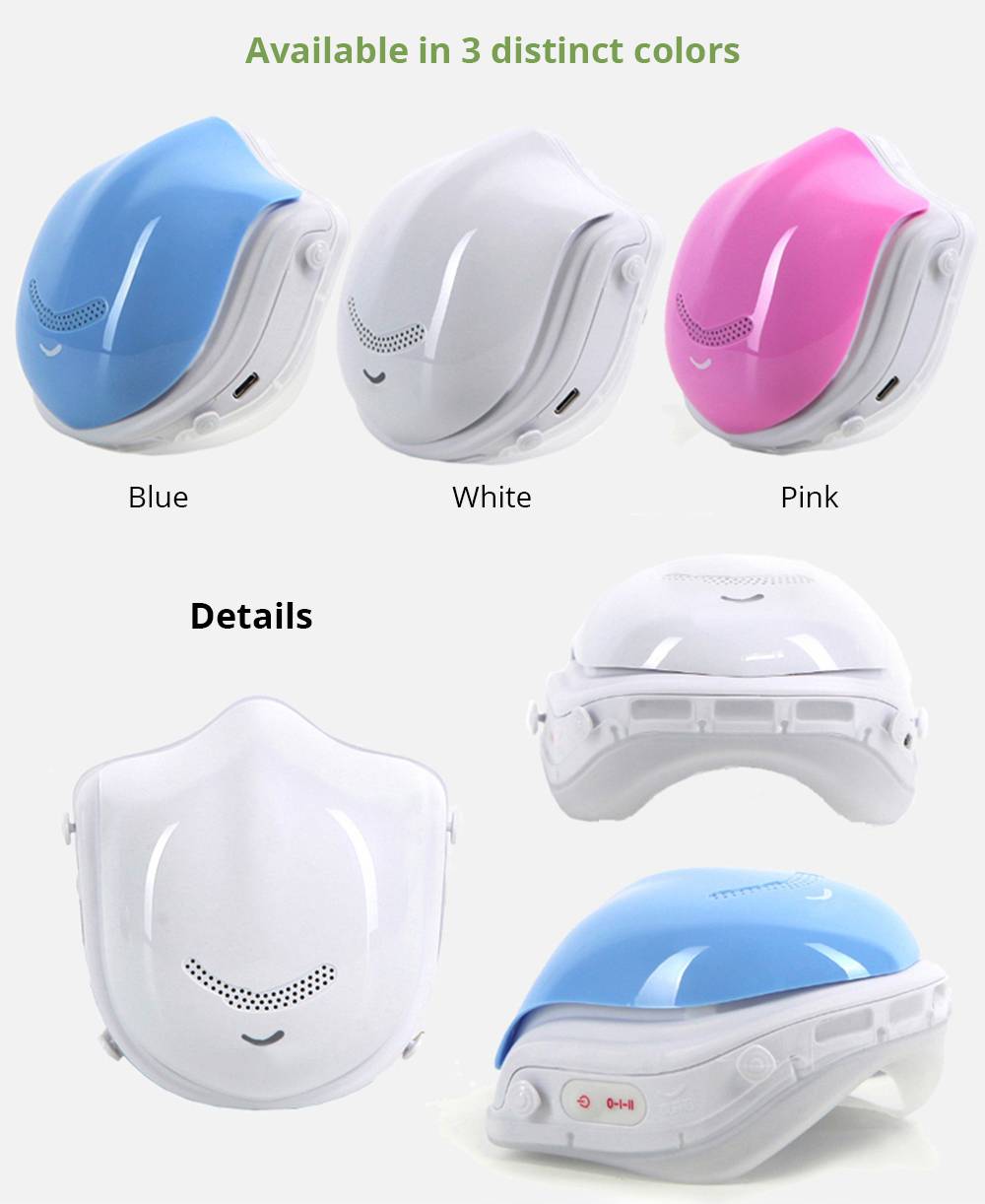 Q7 Reusable Smart Electric Air Filter Mask For Anti Dust Pollution Smog Facemask - Pink