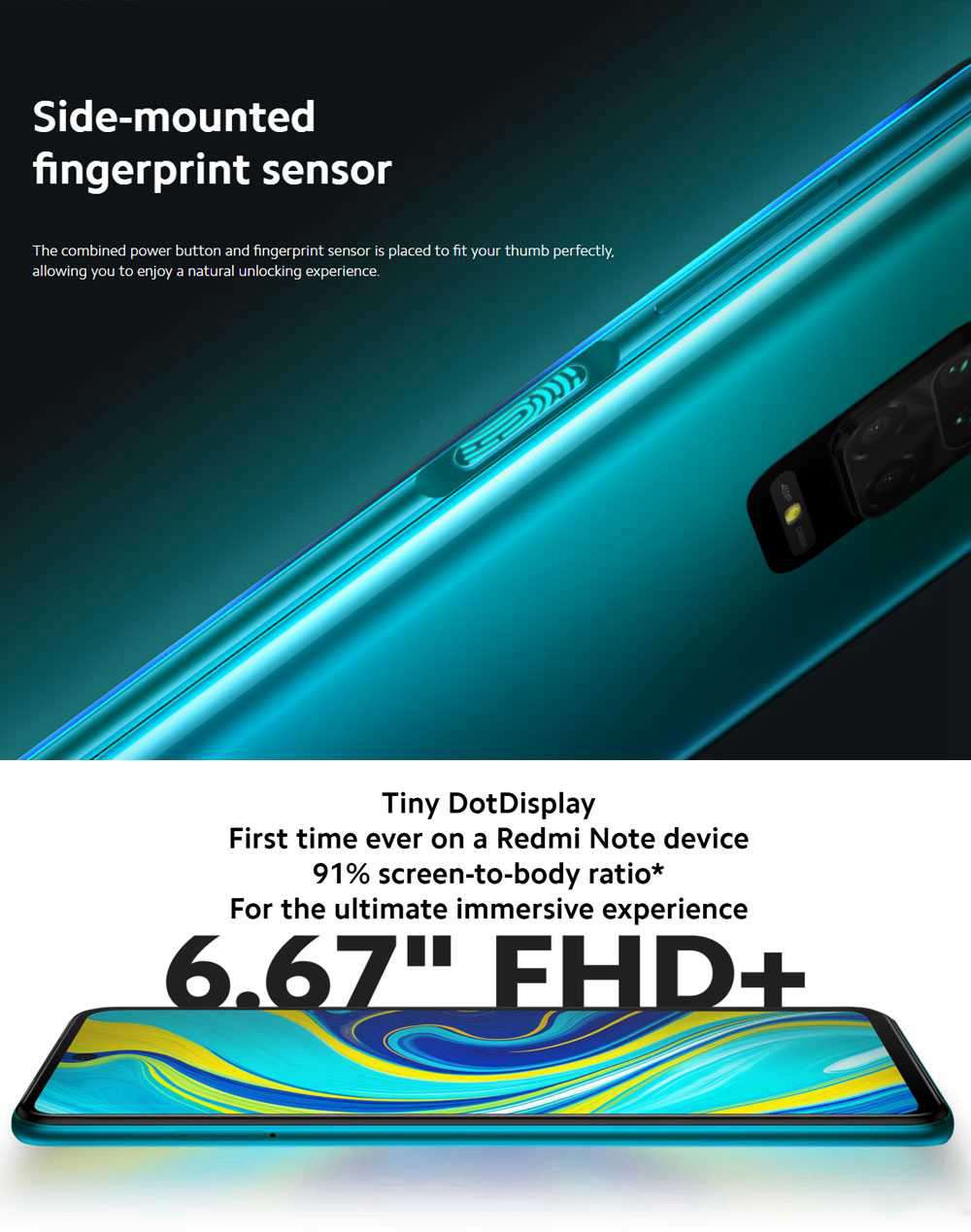 Xiaomi Redmi Note 9S 6.67 Inch 4G LTE Smartphone Qualcomm Snapdragon 720G 6GB RAM 128GB ROM Quad Rear Cameras Android 10.0 Dual SIM Dual Standby Global Version - Interstellar Grey