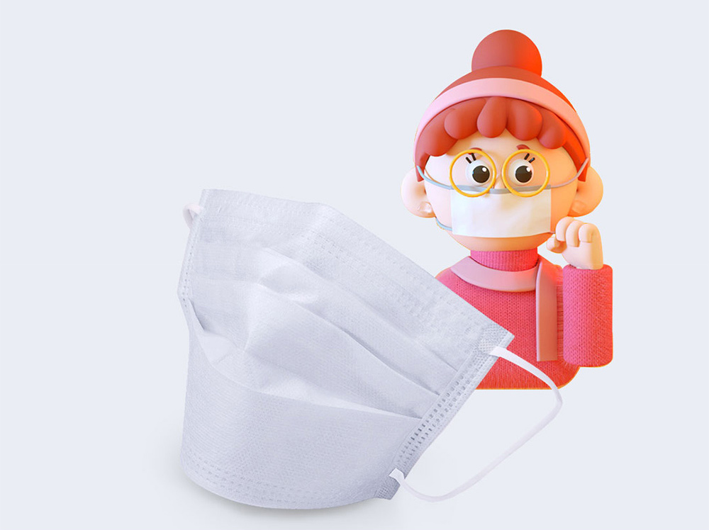 50PCS/box Disposable Kids Mask Bacteria Proof Ear Loop 3-Layers Anti-dust for Children Age 7 And Above- White