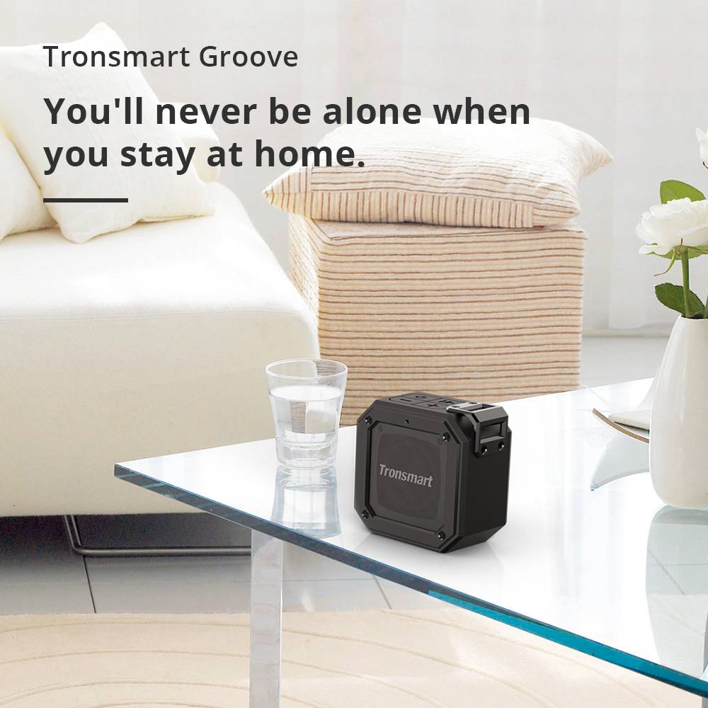 Tronsmart Element Groove(Force Mini) Portable Bluetooth 5.0 Speaker Voice Assistant IPX7 Water-resistant 24 Hours Playtime  Superior Bass - Black