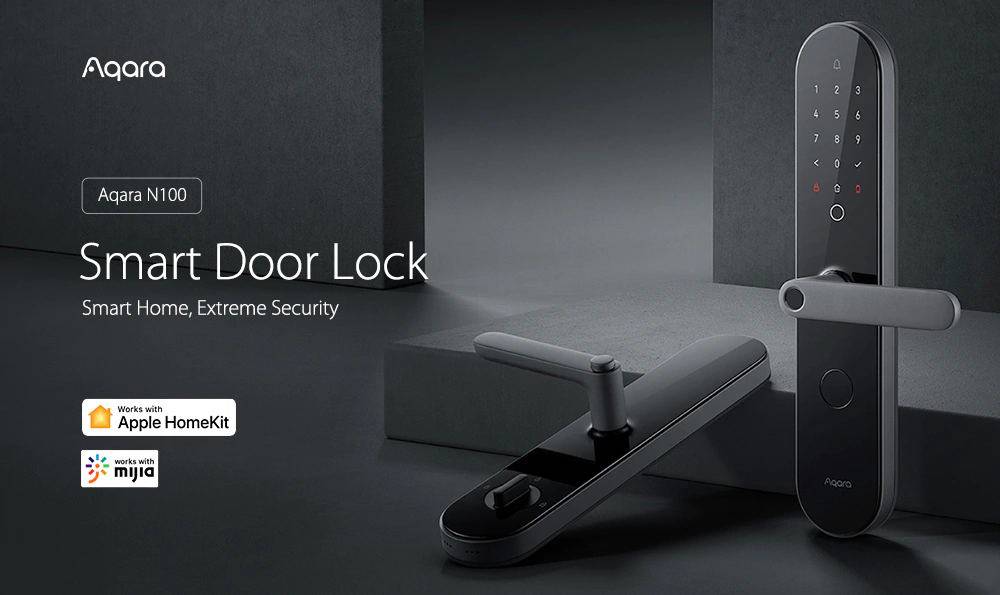 Aqara N100 Smart Door Lock Supports Fingerprint Password Bluetooth Unlock Works with Mijia Apple HomeKit From Xiaomi Youpin - Black
