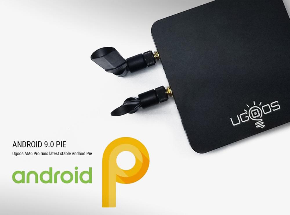 UGOOS AM6 Plus Amlogic S922XJ 4GB/32GB Android 9.0 4K TV BOX Wake Up on LAN with 2.4G+5G MIMO WIFI 1000M LAN Bluetooth 5.0 HDMI 2.1 USB 3.0 - Black
