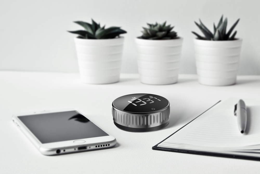 Homimin Round Magnetic Timer LCD Display Beep Alarm Max Setting 99 Minutes For Kitchen Cooking Reminder - Black