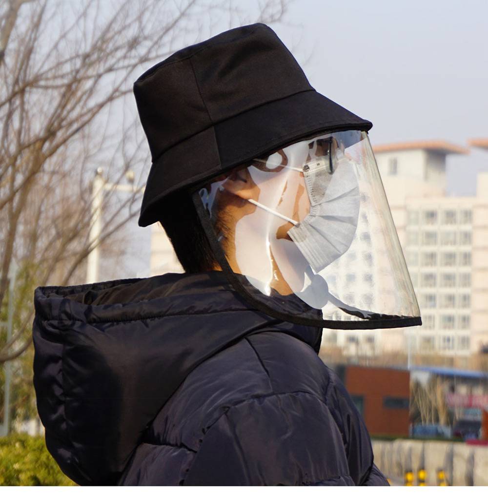 Anti-spitting Protective Hat Cover Outdoor Fisherman Hat Cap Anti-fog saliva empty top hat anti-epidemic antiHat - Black