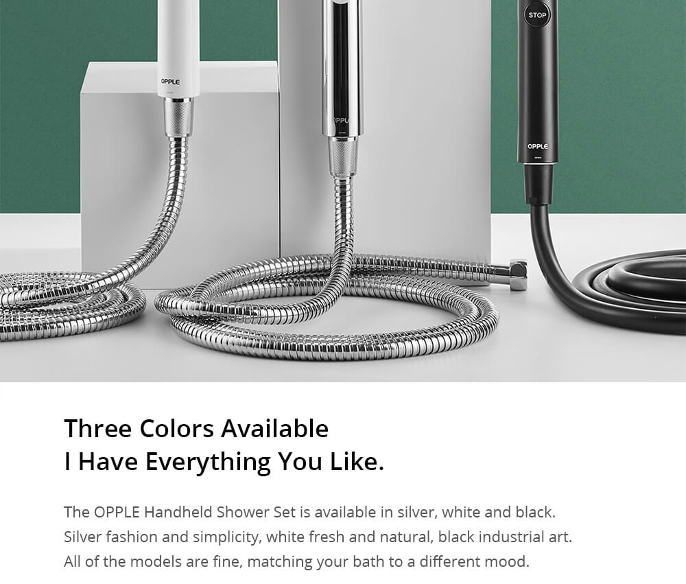 OPPLE Pressurized Handheld Shower PVC Hose 1.5 Meters Explosion-proof Anti-stress - Silver