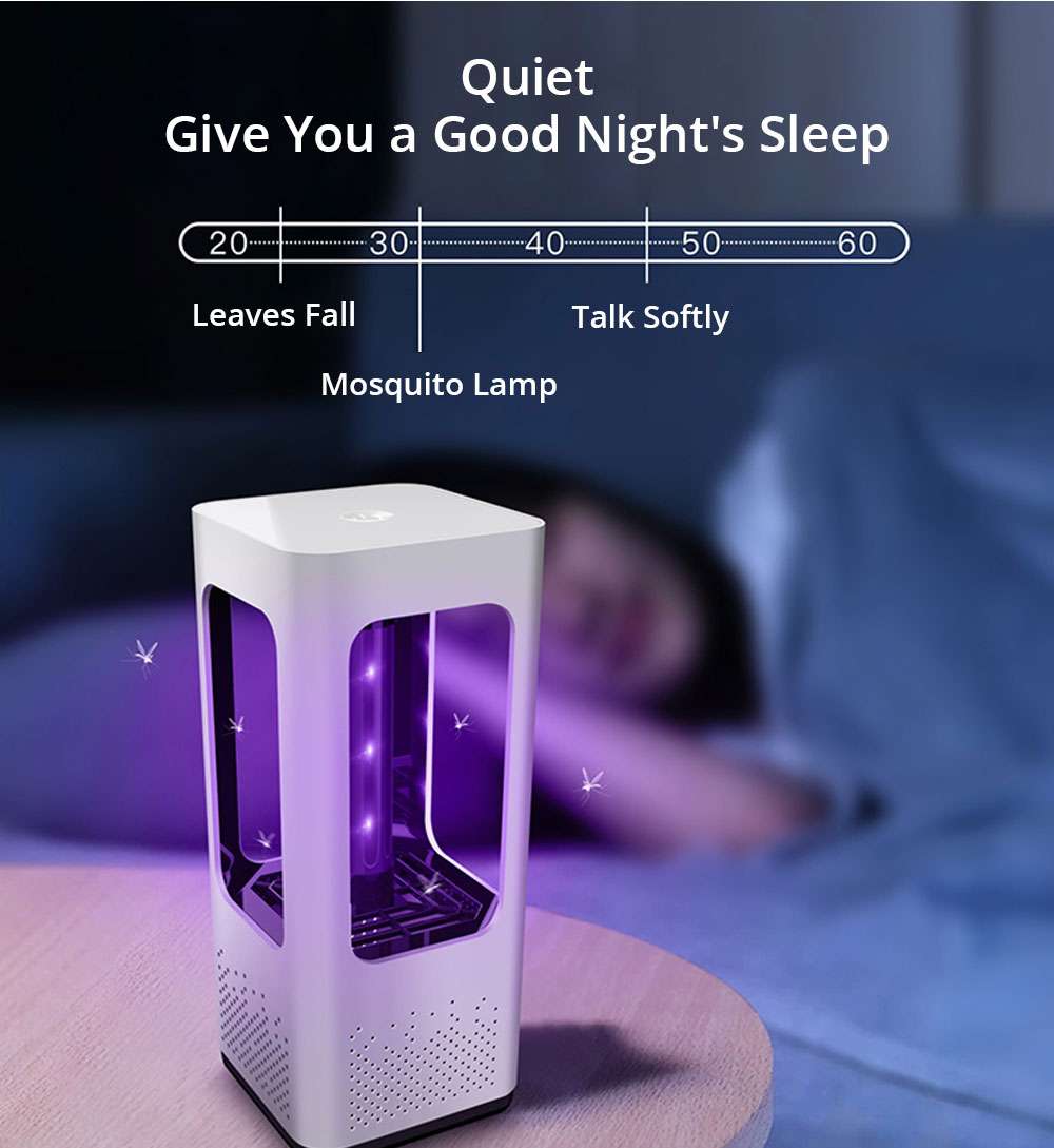 Electric Mosquito Killer Lamp Portable Mute Pure physical 365nm LightWave Photocatalyst Insect Pest Trap Lamp For Home Outdoor Camping USB Version 199 Square - White
