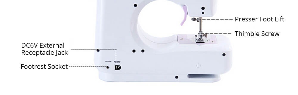 Portable Mini Household Multifunction Electric Sewing Machine 12 Stitches Double Thread Replaceable Presser Foot - White