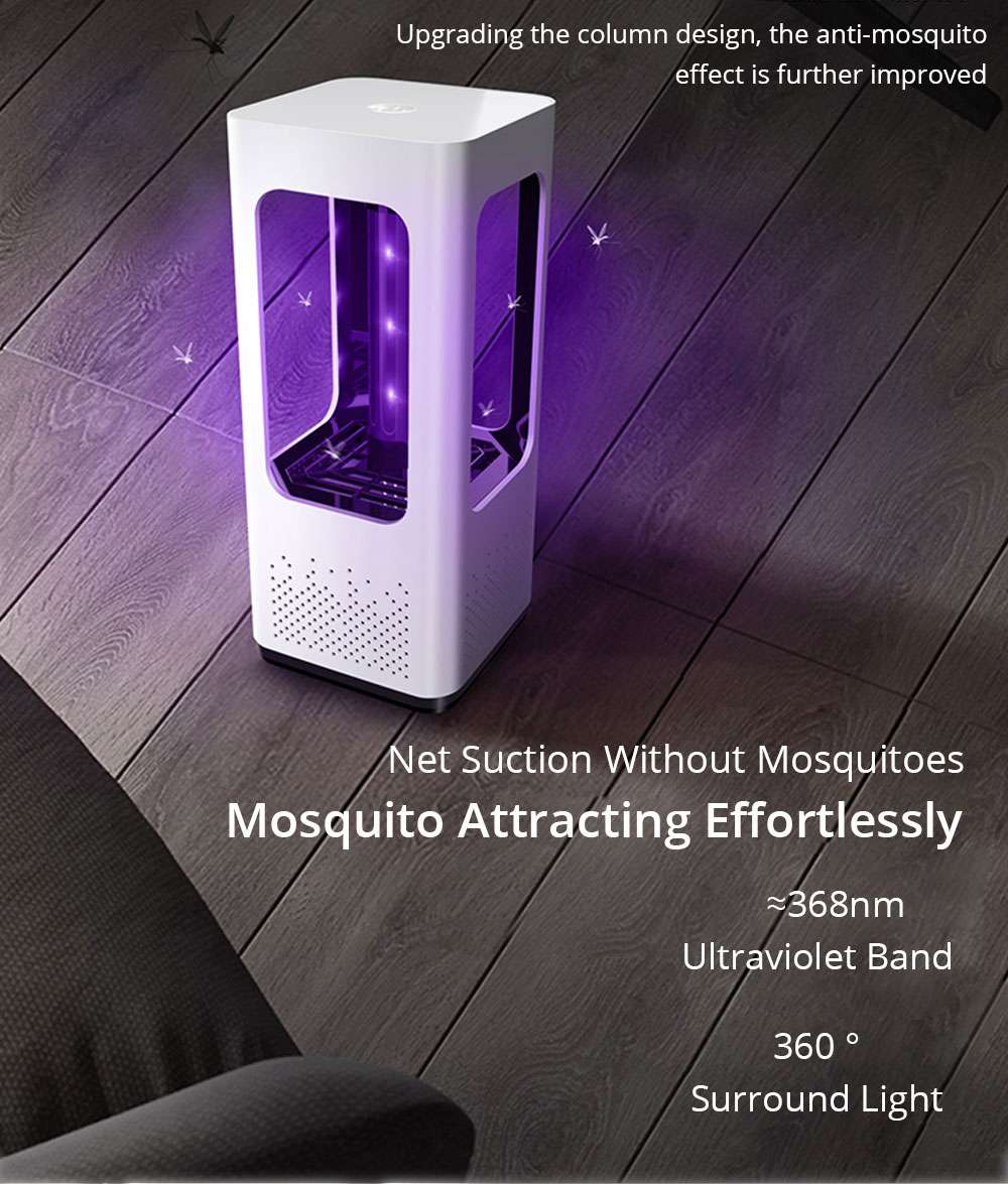 Electric Mosquito Killer Lamp Portable Mute Pure physical 365nm LightWave Photocatalyst Insect Pest Trap Lamp For Home Outdoor Camping USB Version 199 Square - White