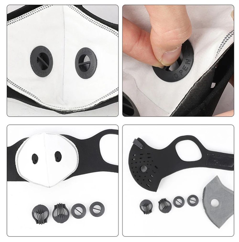 50PCS Cycling Mask 5-layer Filter Chip Replacement Activated Carbon Dustproof Anti-fog For Bicycle Outdoor - Gray