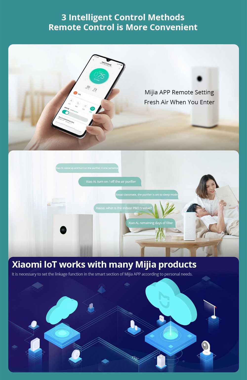 Xiaomi Mijia Smart Air Purifier F1 Intelligent Control OLED Touch Display Strong Sterilization Anti-haze Aldehyde Efficient Removal PM2.5 Formaldehyde - White