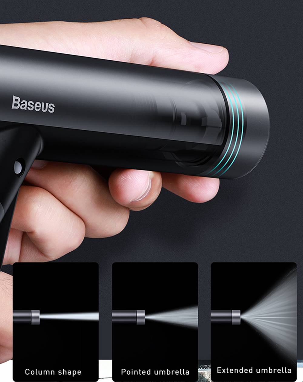 Baseus CRXCO1 Simple Life Car Spray Nozzle With 7.5m Magic Telescopic Explosion-Proof TPE Water Pipe Three-Section Interface Water-shaped Adjustable - Black