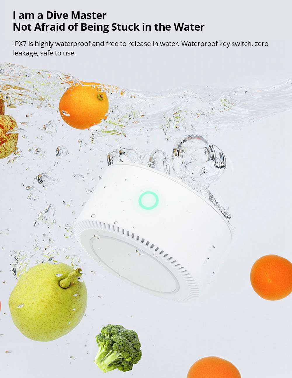 YOUBAN UPS-01 Portable Fruit and Vegetable Purifier IPX7 Waterproof Ion Purification Technology Sterilization Eliminate Pesticides 4400mAh Titanium Battery Household Business Travel Use From Xiaomi Youpin - White